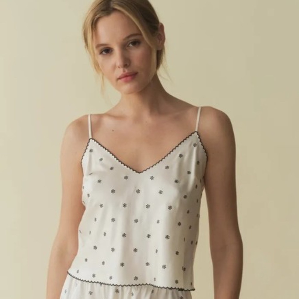 Doen effie silk floral camisole in sea salt